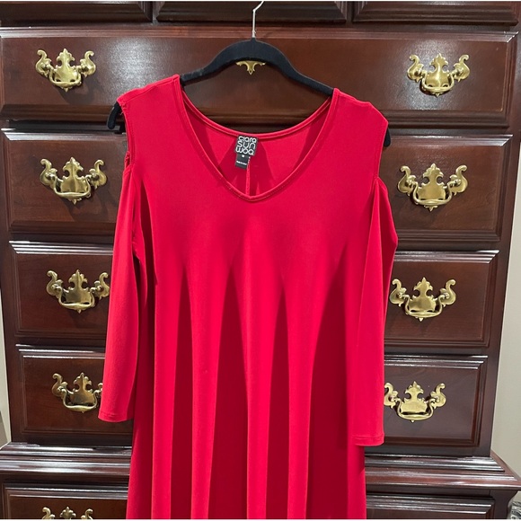 CLARA SUNWOO Tops - CLARA SUNWOO Cold Shoulder Red Tunic